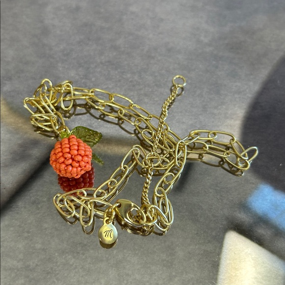 Madewell Gold Chain Necklace with Orange Beaded Pendant - Picture 5 of 5